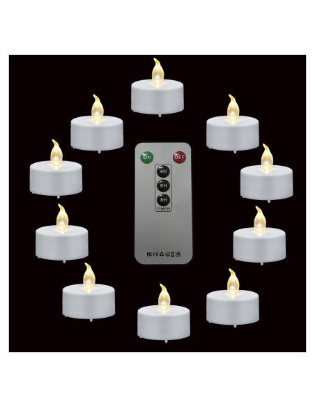 Luces LED de té con control remoto 12 Pack - Blanco cálido