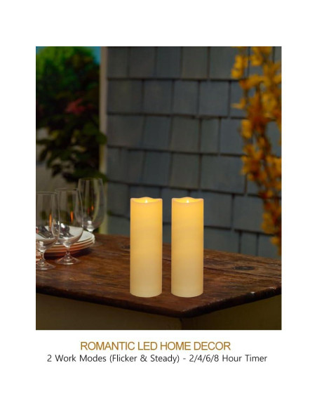 Paquete de 2 Velas LED de Pilar 15x6 cm Crema IP64