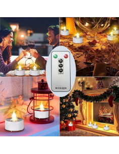 Luces LED de té con control remoto 12 Pack - Blanco cálido 2