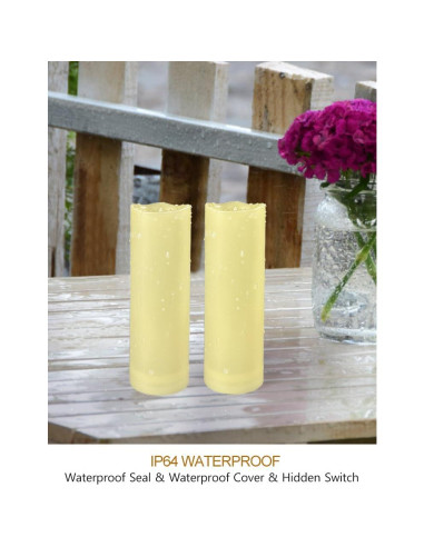 Paquete de 2 Velas LED de Pilar 15x6 cm Crema IP64