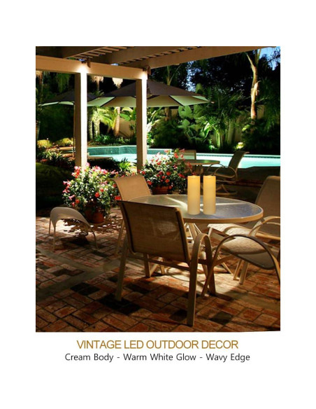 Paquete de 2 Velas LED de Pilar 15x6 cm Crema IP64