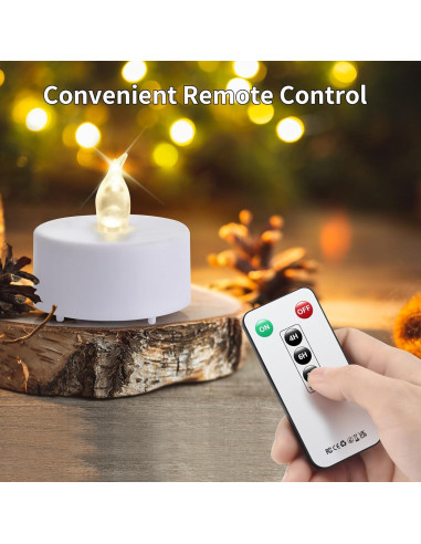 Luces LED de té con control remoto 12 Pack - Blanco cálido