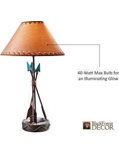 Lámpara de Mesa Rústica Black Forest Decor 66 cm Turquesa 2