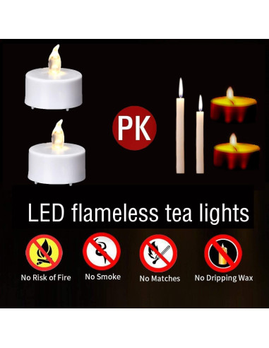 Luces LED de té con control remoto 12 Pack - Blanco cálido