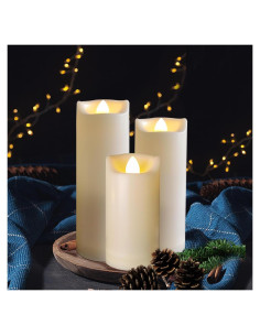 Paquete de 3 Velas LED a Batería 5.08cm x 10.16cm Sin Llama
