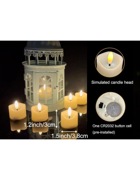 Vela LED sin llama Qidol Home, 6 piezas, 3.81 cm, batería