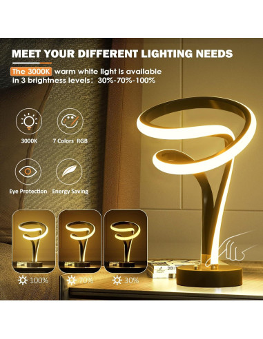 Lámpara de Mesa LED RGB Airnasa Espiral Táctil 29.5cm