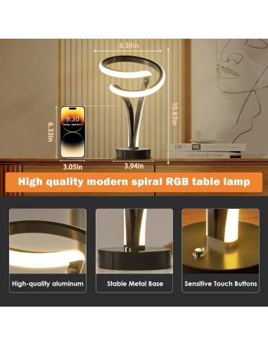 Lámpara de Mesa LED RGB Airnasa Espiral Táctil 29.5cm