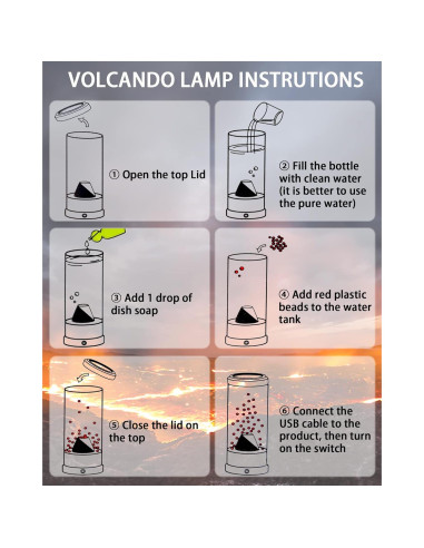 Lámpara Volcán LED Ganbipu con 16 Colores y Bomba Silenciosa