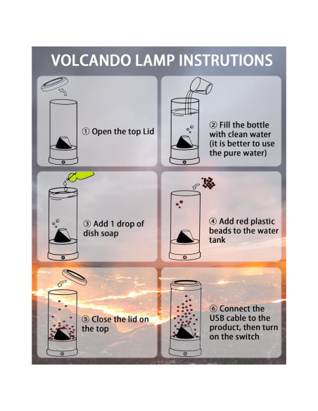 Lámpara Volcán LED Ganbipu con 16 Colores y Bomba Silenciosa