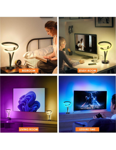 Lámpara de Mesa LED RGB Airnasa Espiral Táctil 29.5cm