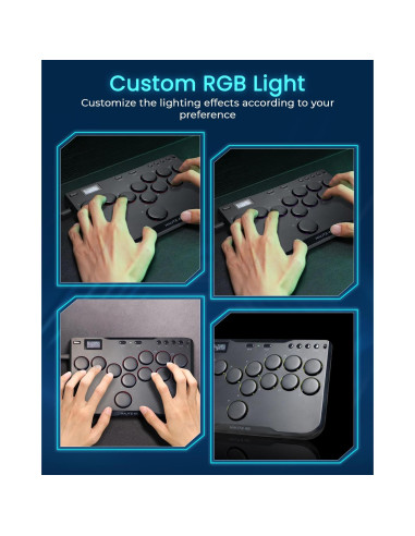 Controlador Arcade JZW-Shop P12 Turbo RGB para Switch/PC/PS4