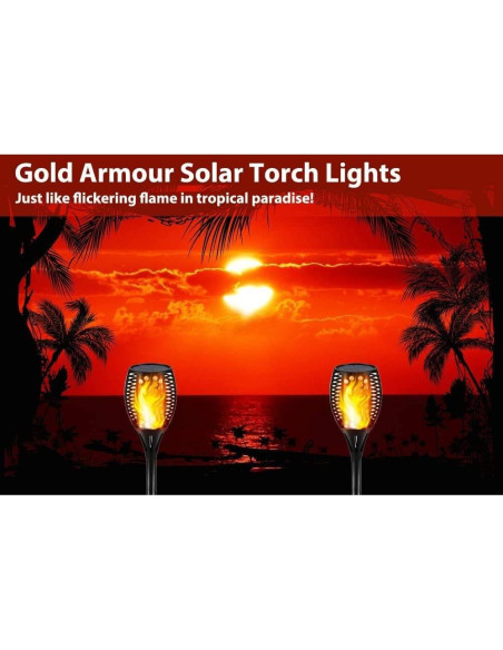 Luces Solares de Antorcha Gold Armour - 96 LED, 108.9 cm