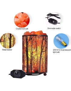 Lámpara de Sal Natural Shineled con Cesta de Metal 25W Rojo 2