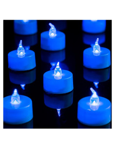 LANKER 24 Velas LED Tealight Sin Llama Azules para Decoración