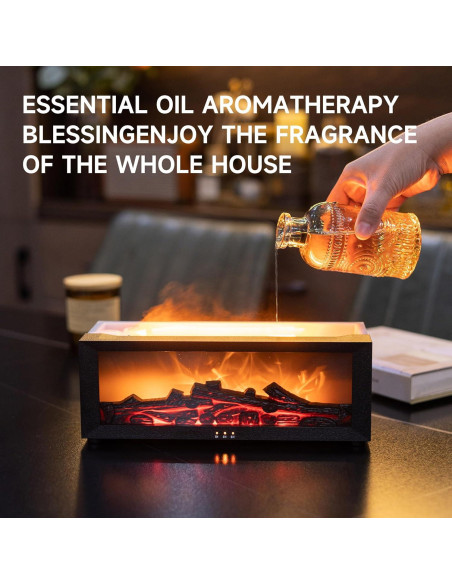 Difusor de Aceite Esencial TMEHM A4 Negro Grande con Llama