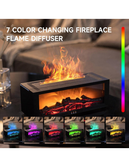 Difusor de Aceite Esencial TMEHM A4 Negro Grande con Llama