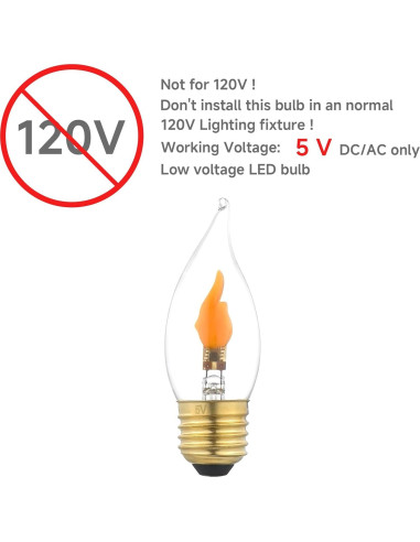 Bombilla LED de Llama C35 Xiaokalami E26 1800K 2W 2Pack