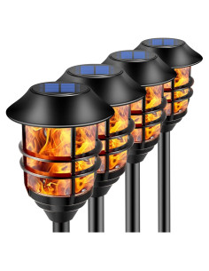 Luces Solares ZOOHAR para Jardín, Antorchas Altas 167.64 cm, 4 Unidades
