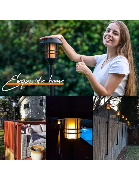 Luces Solares ZOOHAR para Jardín, Antorchas Altas 167.64 cm, 4 Unidades Luces Solares ZOOHAR para Jardín, Antorchas Altas 167.64 cm, 4 Unidades