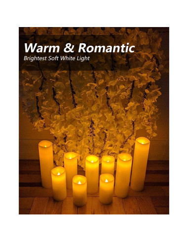 Juego de 10 Velas LED Parpadeantes Salipt - Marfil a Prueba de Agua