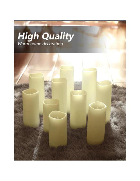 Juego de 10 Velas LED Parpadeantes Salipt - Marfil a Prueba de Agua