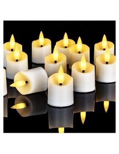 Homemory 12 Velas LED Sin Llama con Temporizador - Base Blanca