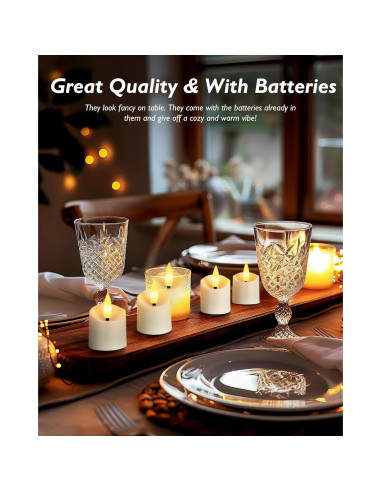 Homemory 12 Velas LED Sin Llama con Temporizador - Base Blanca