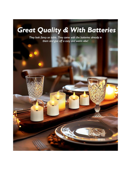 Homemory 12 Velas LED Sin Llama con Temporizador - Base Blanca