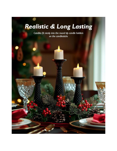 Homemory 12 Velas LED Sin Llama con Temporizador - Base Blanca