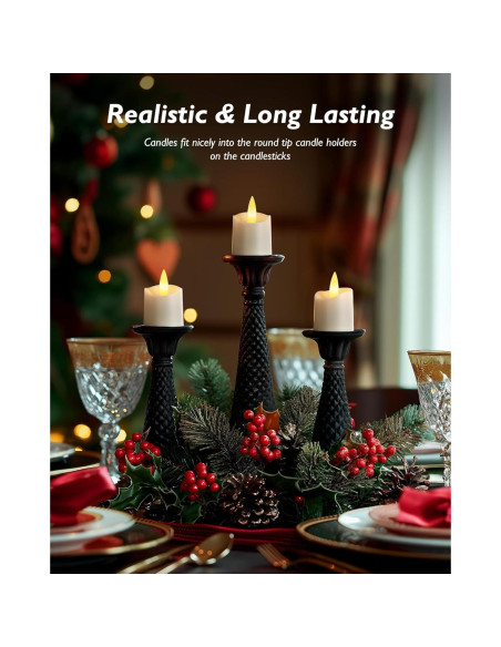 Homemory 12 Velas LED Sin Llama con Temporizador - Base Blanca