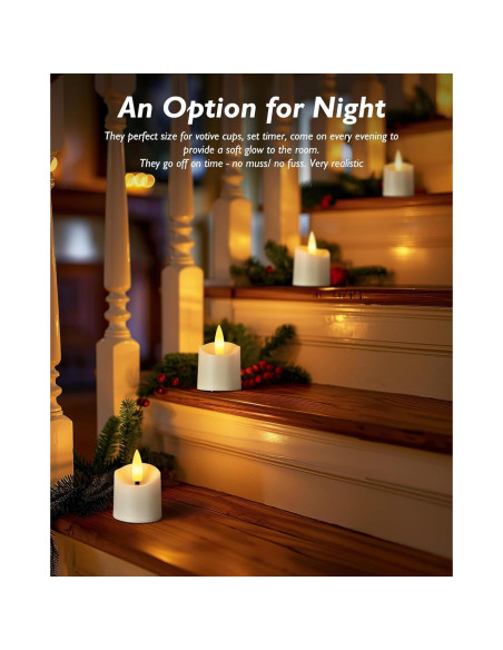 Homemory 12 Velas LED Sin Llama con Temporizador - Base Blanca