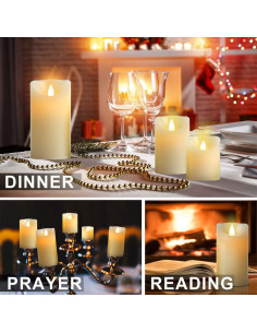 Velas LED Sin Llama Marfil 3pack con Control Remoto y Temporizador 2