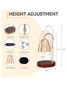 Lámpara Calentadora de Velas TOACSUCP Caoba Ajustable 3 Bombillas 2