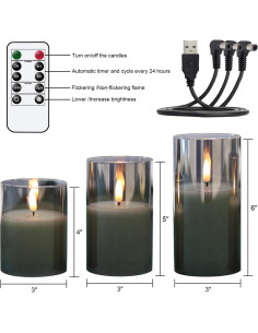Velas LED Recargables GenSwin Sin Llama 3D Gris Cera Real 2