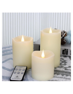 Juego de 3 Velas LED Sin Llama TECHLONG con Temporizador 3D