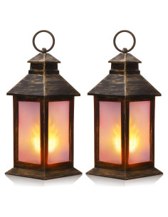 Linternas Vintage LED Tondiamo 2 Pcs 21.3 cm Bronce Decorativas