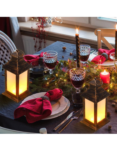 Linternas Vintage LED Tondiamo 2 Pcs 21.3 cm Bronce Decorativas