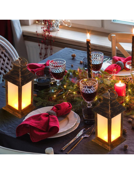 Linternas Vintage LED Tondiamo 2 Pcs 21.3 cm Bronce Decorativas