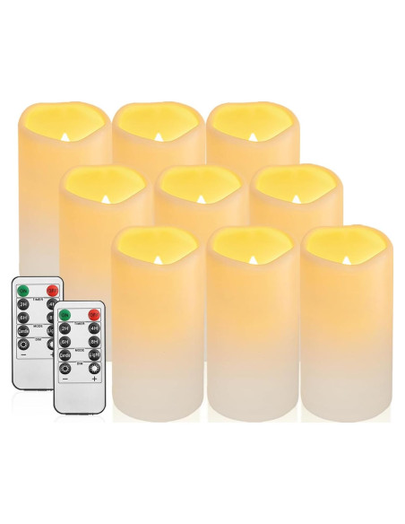 9 Velas LED Sin Llama Biyanuo para Exteriores con Control Remoto