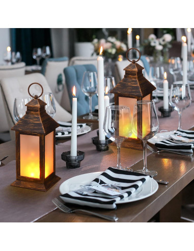 Linternas Vintage LED Tondiamo 2 Pcs 21.3 cm Bronce Decorativas