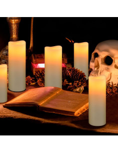 Juego de 9 Velas LED Sin Llama Marfil HLF con Control Remoto 2