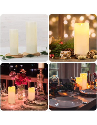 Juego de 9 Velas LED Sin Llama Marfil HLF con Control Remoto