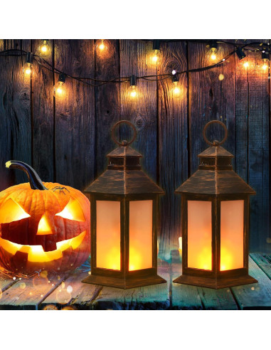 Linternas Vintage LED Tondiamo 2 Pcs 21.3 cm Bronce Decorativas