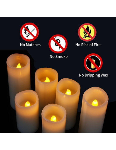 Juego de 9 Velas LED Sin Llama Marfil HLF con Control Remoto