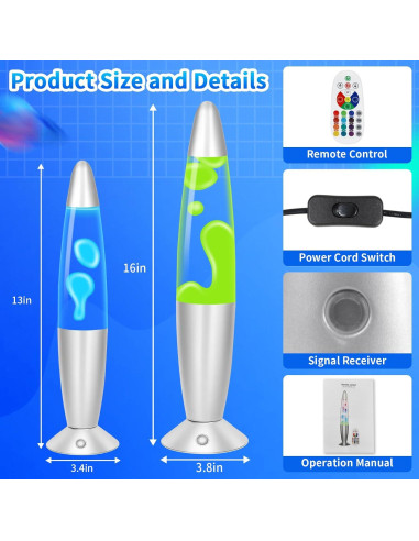 Lámpara de Movimiento Líquido LED RGB Besight 34.3cm Control Remoto