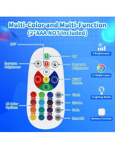 Lámpara de Movimiento Líquido LED RGB Besight 34.3cm Control Remoto