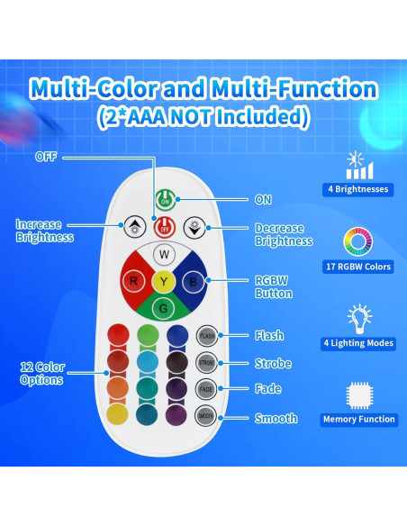 Lámpara de Movimiento Líquido LED RGB Besight 34.3cm Control Remoto