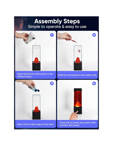 Lámpara de Volcán LED TNOIE - Luz Nocturna Relajante USB