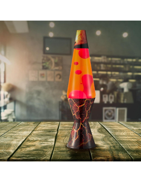 Lámpara Lava Lava - 36.83 cm - Cera Roja y Líquido Naranja